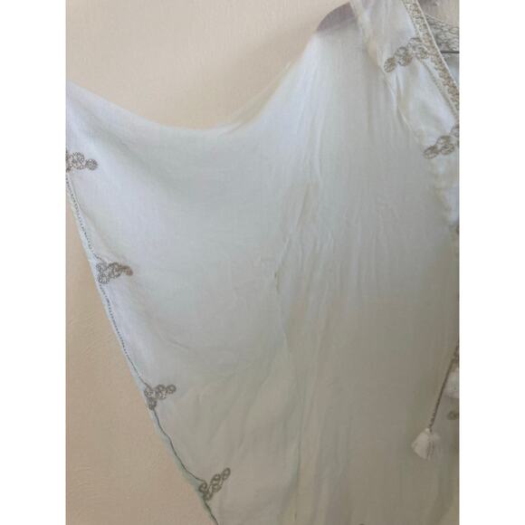 Melissa Odabash Mint Ivory Tunic Kaftan Cover up Sparkle Embroidery 100% Cotton - Picture 7 of 16